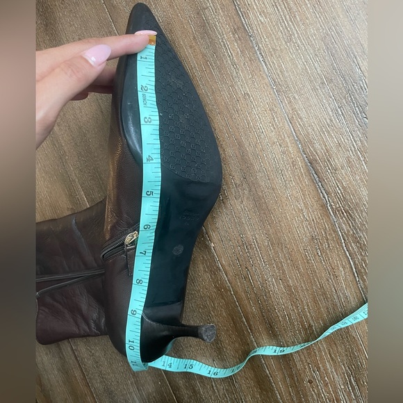 AUTHENTIC GUCCI Brown Leather Pointed Ankle Heel Boot Women’s 11 Designer - Picture 11 of 11